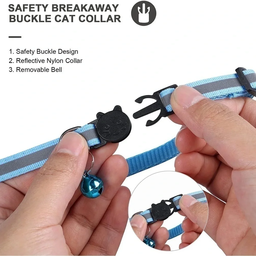 Cat Collar w/Air Tag holder,safety release,reflective, optional bell. - Picture 8 of 12